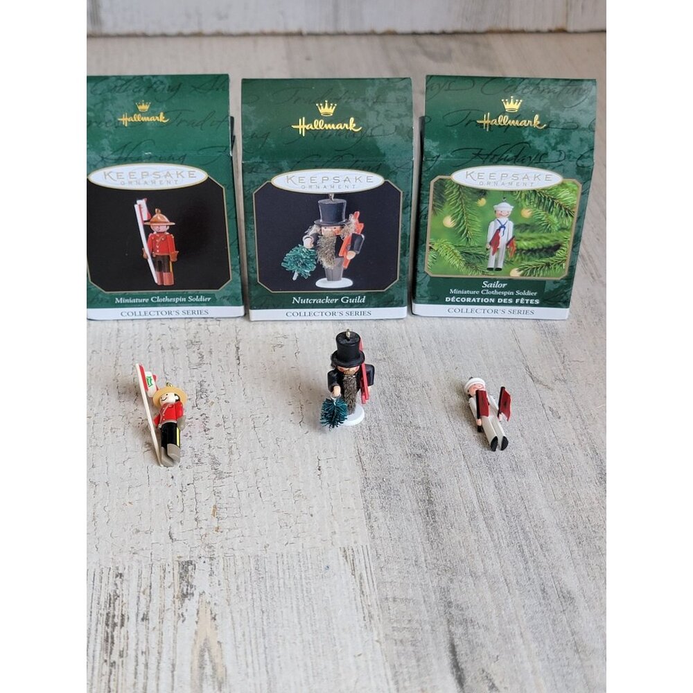 Hallmark Nutcracker clothespin miniature ornament Xmas‎ set